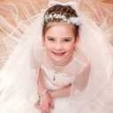 Funtery 6 Pcs First Communion Veils Girls Catholic Set 1st Communion Wreath Veil Headpiece Sock Necklace Bracelet Kid Wedding