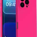 Goodon Designed for iPhone 16 Pro Case with Screen Protector - Enhanced Camera Cover - Soft Microfiber Lining - Liquid Silicone Shockproof Protective Phone Cover for Women and Girls - Hot Pink