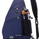 WATERFLY Sling Bag Crossbody Backpack: Over Shoulder Daypack Casual Cross Chest Side Pack (Large, Blue)