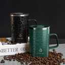 Ideus Vacuum Insulated Coffee Mug, 16oz Reusable Stainless Steel Thermal Double Walled cup with Handle and Slider Lid for Hot & Cold Beverages, BPA Free (Leapord Dark Green)