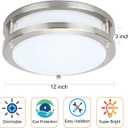 Drosbey 36W Dimmable LED Ceiling Light Fixture, 12in Flush Mount Light Fixture, Ceiling Lamp for Bedroom, Kitchen, Bathroom, Hallway, Super Bright 3600 Lumens, 3000K Warm White