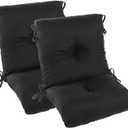 Patio Dining Chair Cushion Set of 2, Thick Tufted Rocking Chair Cushion for Outdoor, Breathable and Fade Resistant, 40 x 20 x 5 inch, Black