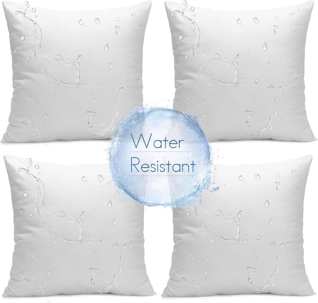 Ashler Outdoor Pillows, 18 x 18 Pillow Inserts Set of 4, Waterproof Throw Pillow Inserts Hypoallergenic for Patio, Water Resistant Indoor Outdoor Decorative