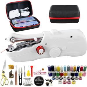 Handheld Sewing Machine with Black Storage Case and 109-Piece Sewing Kit, Mini Portable Cordless Hand Sewing Machine, Ideal for Adults & Beginners, Complete Set of Quick Home Clothing Repair Tools