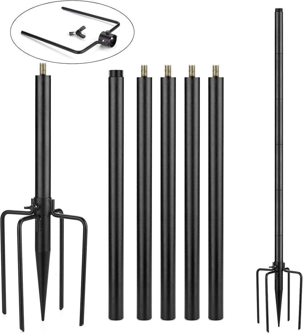 Bird Feeder Pole Kit 79.2 Inches, Bird House Pole for Outdoors Heavy Duty, 5 Base Prongs Adjustable Bird Feeder Stand for Bird House, Suitable for BF002
