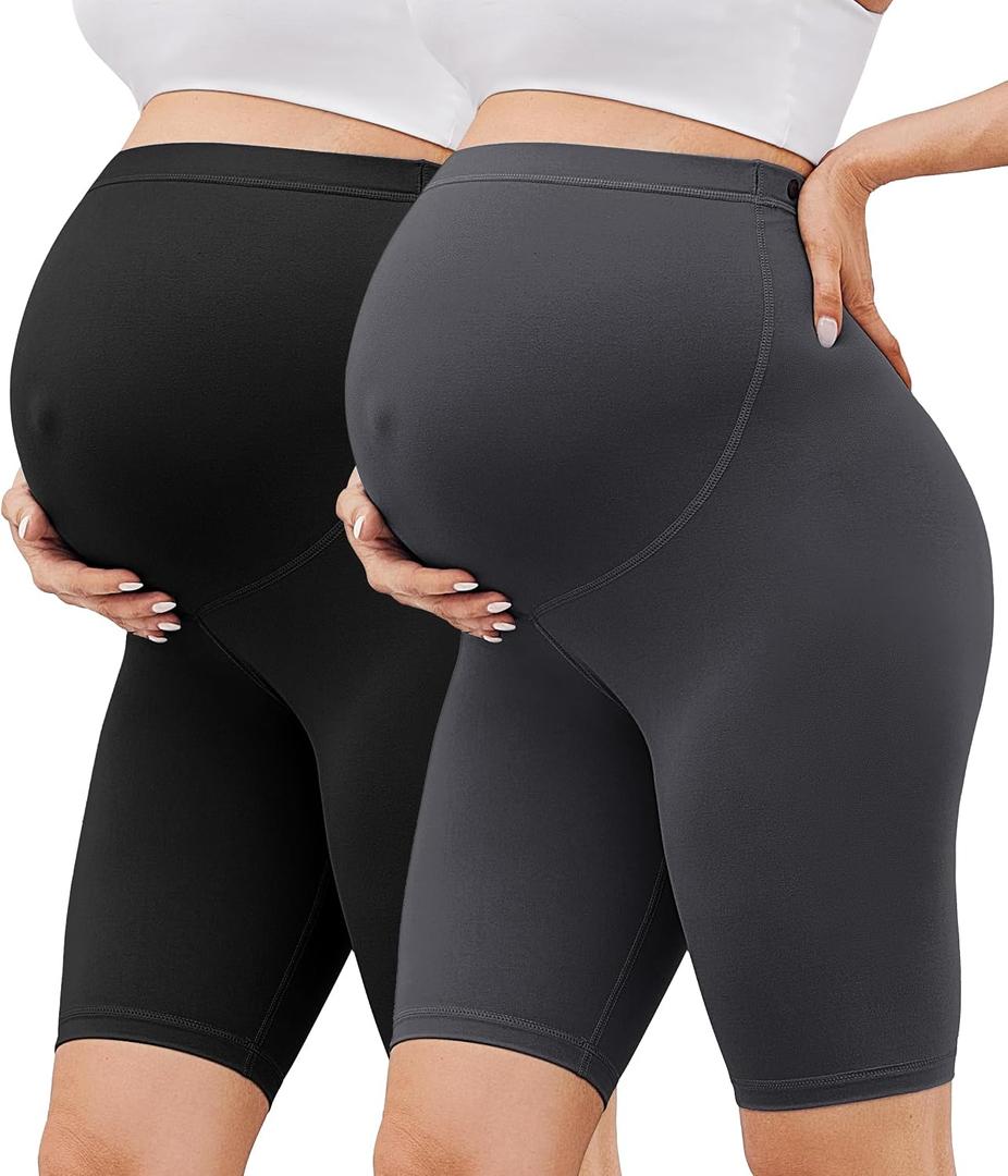 BONVIGOR Buttercloud Maternity Shorts Over The Belly - 8" Biker Shorts for Pregnancy Workout Yoga Athletic Casual Lounge, XL