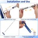 4-in-1 Floor Scrub Brush with Long Handle V-Shaped Crevice Brush Floor Scrubber Mop with Squeegee and Tweezer for Cleaning Gap Tile Bathroom Kitchen Patio Deck Garage