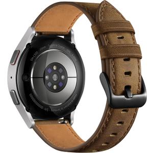 Haveda Leather Bands Compatible with Samsung Galaxy Watch 7 Band/Galaxy Watch 6 5 4 FE Band 40mm 44mm, 20mm Genuine Leather Strap Replacement for Samsung Watch 6 4 Classic/5 Pro Men, Coffee