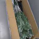 Artificial Christmas Tree, 4.5Ft Fake Christmas Trees with Lights, Snow Flocked Pencil Spruce Xmas Tree Foldable Stand Hinged for Home, Party, Office Decoration