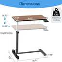 Adjustable Overbed Table with Invisible and Lockable Wheels Bedside Table with Cup Holder Standing Desk for Medical or Home Use Walnut Color30.3" W x 15.3" D