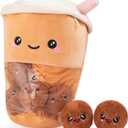 Nenalayo Cute Boba Tea Plushies Toy, Stuffed Bubble Tea Plush Pillow, Removable Soft Snack Cup Shaped Pillow Creative Gifts for Kids 13.7 Inch(6 Dolls Brown)