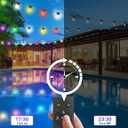 Brightever LED Outdoor String Lights, 50FT Patio Lights with 16 S14 Christmas Filament Bulbs, Dimmable&Speed Adjustment, Plug in IP65 Waterproof Outside Hanging Lights with Remote for Porch, Deck