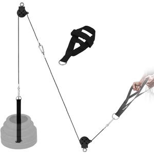 Yes4All Cable Machine Attachment, Row Handles, Tricep Rope, Straight Bar, V Bar, LAT Pulldown Accessories Load 880 LB for Home Gym (C. (Black) Full Combo: For 2 inch Olympic Plates)