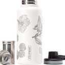 The Tea Spot Himalayan Tea Tumbler - Travel Bottle with Tea Infuser for Loose Leaf Tea or Iced Coffee - 32oz, White-Etched - Double-Walled Insulated Bottle - Keeps Drinks Hot & Cold for Hours