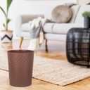 UUJOLY Plastic Small Bathroom Trash Can Wastebasket Garbage Can, Brown | Sturdy-Easy to Clean, Bathroom, Laundry Room, Kitchen, Office, Kids Room, Dorm, Bedroom, 1.8 Gallon