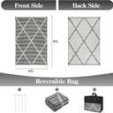 Wonnitar Outdoor Rug 6x9, Waterproof Reversible Plastic Straw Rug for Patio, Foldable Camping Mat with Carry Bag for RV, UV-Resistant Outside Rug for Deck, Balcony, Beach, Black & Grey