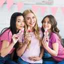 48 Pcs 4.7 Inches Baby Shower Bear Bottles Bulk Mini Clear Milk Plastic Bear Candy Bottles with Ribbon Artificial Roses for Baby Shower Favor Gift Newborn Party Decor(Pink)