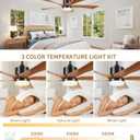60 Inch Ceiling Fans with Lights and Remote, USA Original Patent Modern Ceiling Fan, ETL Listed, 3 Downrods, 5 Blades, 6 Speeds Reversible Quiet DC Motor Indoor Outdoor Fans,60" Walnut Wood