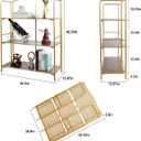 Crofy No Assembly Folding Bookshelf for Living Room, 3 Tier Gold Collapsible Book Shelf for Home Office, Portable Bookcase Storage Organizer, 3 Tier Wider