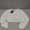 OmicGot Women's Long Sleeve Cardigan Knit Sweaters Cropped Open Front Bolero Shrug for Dresses, Size Small