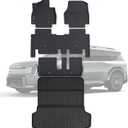 Floor Mats & Large Trunk Mat for 2024 2025 KIA EV9 7-Seats-2 Row Bench SeatNot Fit for 6-Seats, TPE All Weather Protection 3 Rows Full Set Car Floor Liners with Cargo Liner (Foldable)