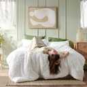 Bedsure Full Comforter Set - White Comforter, Boho Tufted Distressed Vintage Bedding for Kids, 3 Pieces Farmhouse-Style Bed Set for All Seasons, Fluffy Soft Bedding with 2 Pillow Shams