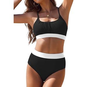 Bikini Sets for Women High Waisted 2025 Two Piece Swimsuits Sporty Color Block Bathing Suit, Size: S