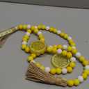 2 Pieces Lemon Wood Bead Garland with Tassels Farmhouse Rustic Lemonade Bead Garland with Lemonade Sign Summer Lemonade Slice Tiered Tray Decor Prayer Boho Bead for Holiday Home Decor (Bright Color)