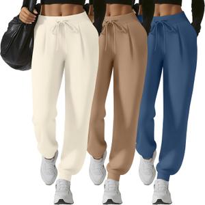 3 Pack Women's Yoga Joggers Pants, Drawstring Running Sweatpants with Pockets Lightweight Workout Lounge Pants (XXL)