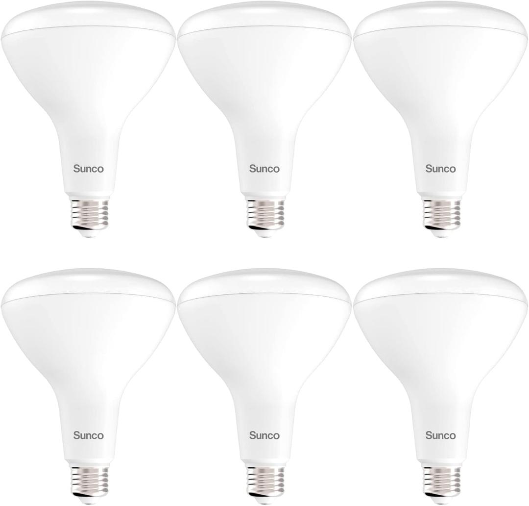 Sunco 6 Pack BR40 LED Light Bulbs, Indoor Flood Lights, Recessed Can Light Bulb, 1400 LM, 17W (100W Equivalent), 4000K Cool White, Dimmable, E26 Base, for Home, Bedroom, Kitchen UL.