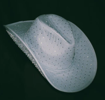 Rhinestone Denim Cowboy Fedora Hat (Light Wash)
