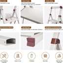 Step Ladder 5-Step White Finish Aluminum Iron Folding Ladders