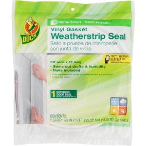 Duck Brand Vinyl Gasket Weatherstrip Seal, 1/4-Inch-by-7/8-Inch-by-17-Feet Gasket Weather Seal, 1280121