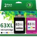 TEINO 63XL Ink Cartridges Black and Color Replacement for HP Ink 63 63XL Ink Cartridge Combo Pack Work for HP OfficeJet 4520 3830 4650 5258 5255 4652 3833 DeskJet 1112 3630 Printers 63 Ink, 2-Pack