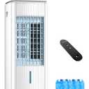 Portable Air Conditioners, 3-IN-1 Evaporative Air Cooler w/ 4 Ice Packs, 3L Water Tank for Cooling, 7H Timer for Auto-Off, Swamp Coolers with 70° Oscillation, White