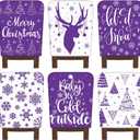 FuWeave 6 Pcs Christmas Chair Covers Purple White Snowflake Chair Back Covers Xmas Chair Protector Slipcovers Washable Winter Dining Room Seat Covers for Home Hotel Kitchen Decorations