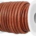 GENIQUE Real/Genuine Round Leather String Cord for Necklace, Bracelets, Jewellery, Braiding (Light Brown Distressed, 4mm)