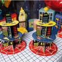 2 Pack Hero Birthday Party Supplies Cupcake Stands, 3-Tier Building Cardboard Cupcake Holder Dessert Display for Spider Birthday Party Decorations