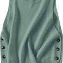 HangNiFang Women's Round Neck Sleeveless Pullover Ribbed Knit Sweater Vest Top, Medium