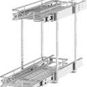 OCG 2 Tier Pull Out Cabinet Organizer (7.5" W x 21.5" D), Pull Out Drawers for Kitchen Cabinets, Pull Out Shelves for Base Cabinet Organization in Kitchen Bathroom Pantry, Chrome Finish