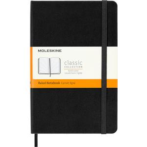 Moleskine Classic Notebook, Hard Cover, Medium (4.5" x 7") Ruled/Lined, Black, 208 Pages