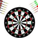 Flocking Dart Board Set,Double-Sided Dart Board with 12pcs Steel Tip Darts-Lightweight Bristle Dartboard-Multiplayer Party Games