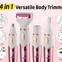3 x 4 in 1 Bikini Body Trimmer for Women | Rechargeable & Waterproof | Grooming Kit with Body, Facial, Eyebrow and Nose Attachments | Precision Trimmer for Smooth, Painfree Hair Removal (Rosegoldwhite)