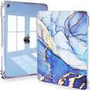 Feams for iPad A16 11th Generation 11 Inch Case 2025, iPad 10th Generation 10.9 Inch 2022, Slim Clear Back Cover with Pencil Holder & Auto Sleep, Blue Marble