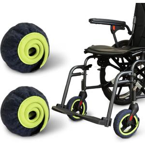 EZHOISLING Wheelchair Wheel Covers 2-Pack Dust-Resistant Floor Protectors Enhanced Grip Silent Rolling Fits Most Wheelchair Tires (Brown, 8 Inches)