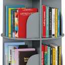 SpaceAid 4 Tier Rotating Bookshelf Tower, Spinning Bookcase Lazy Susan, Revolving 360 Book Shelf Storage Round Carousel, Vertical Rotate Turning Spiral Corner Organizer, Gray
