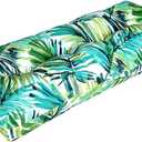 Magpie Fabrics Indoor Outdoor Bench Cushion 45"x18", Non-Slip Tufted Long Seat Pads, Patio Loveseat Cushion for Window, Garden, Swing, Settee - Green Palm Leaves (45 x 18 x 5 In, A Green Palm Leaves)
