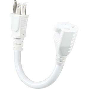 KUNCAN Short Power Extension Cord - 15A 6 Inch 3 Prong Outlet Saver, 1875W 14AWG/3C SJTW Heavy Duty Power Cord Extension Cable (NEMA 5-15P to NEMA 5-15R) Indoor/Outdoor Use, White 1-Pack