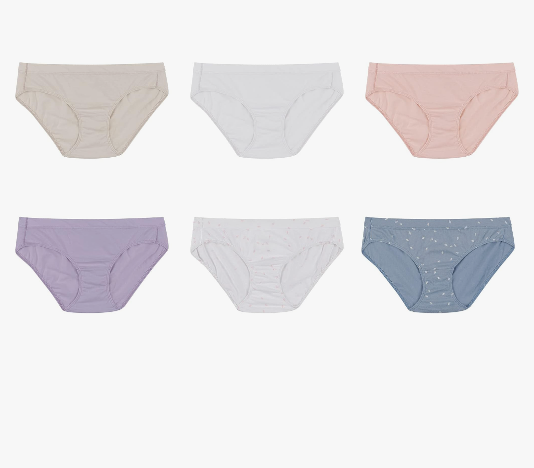 Hanes Women's Organic Cotton Panties Pack, Comfort Soft Underwear, 6-Pack , 2 XL