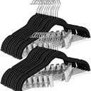 HOUSE DAY Velvet Skirt Hangers 30 Pack, Black Velvet Pant Hangers with Adjustable Clips, Space Saving Slim Shorts Hanger, Heavy Duty Non Slip Clip Hanger for Pants, Skirts, Shorts